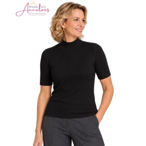 Micha shirt turtle korte mouw 154167 Ribgebreid Zwart